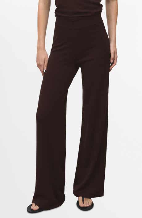 MANGO High Waist Wide Leg Knit Pants