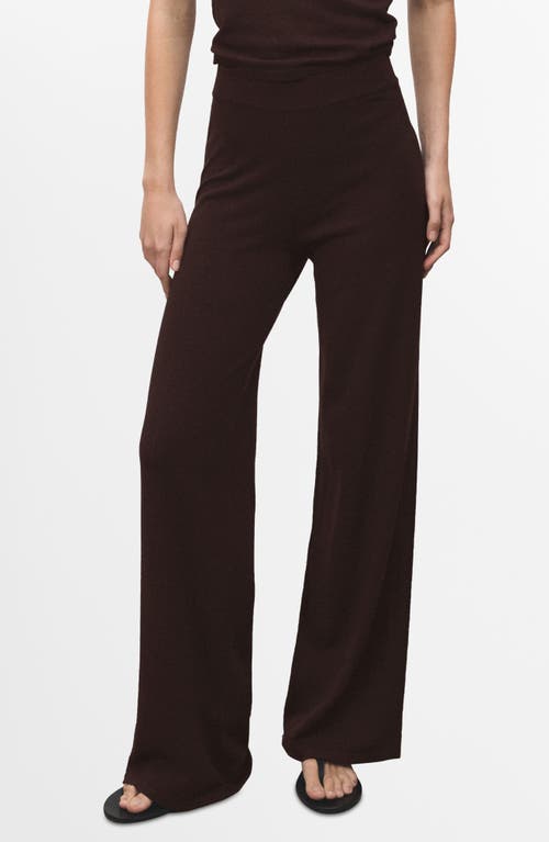 Mango High Waist Wide Leg Knit Pants In Burgundy