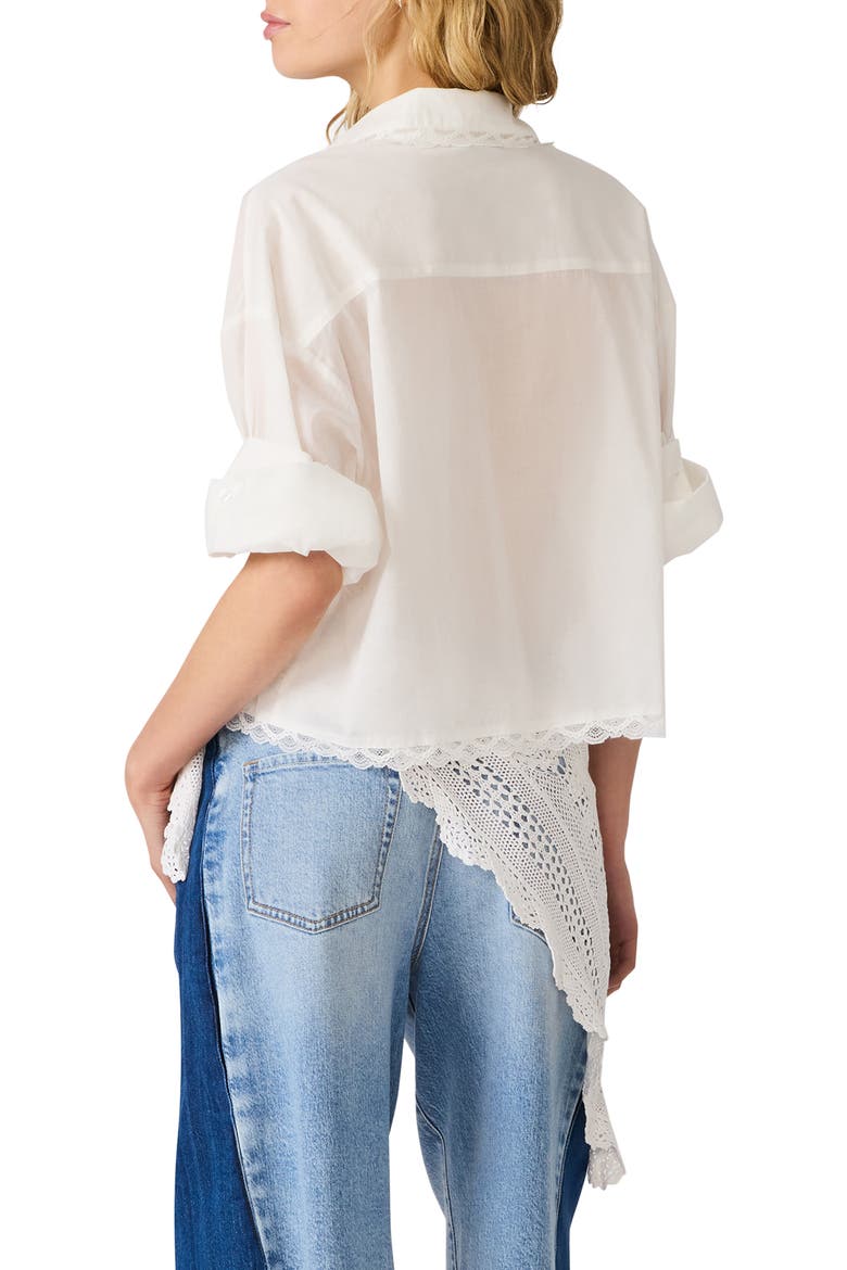 Delphi Lace & Pleat Detail Cotton Button-Up Shirt, Alternate, color, ANTIQUE