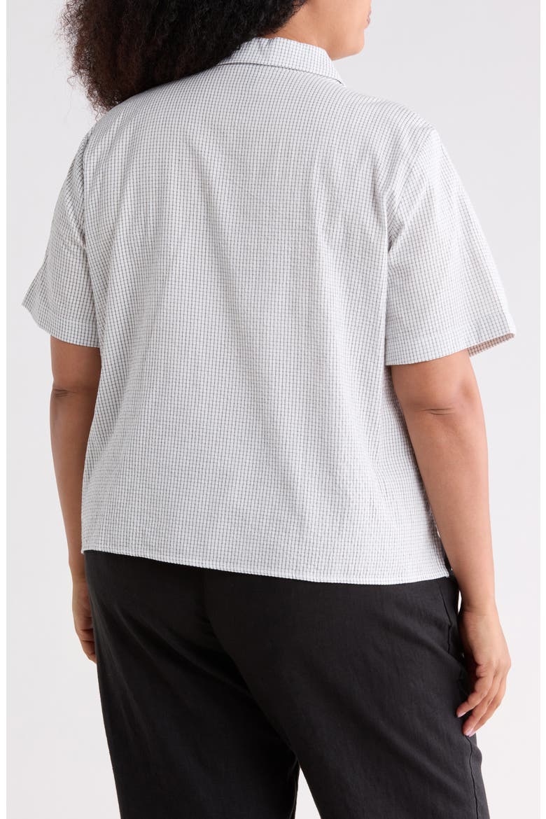 Grid Print Organic Cotton Camp Shirt, Alternate, color, WHITE