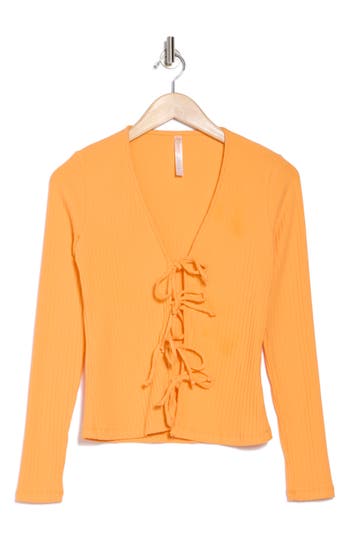 RENEE C RENEE C TIE FRONT RIB KNIT TOP 