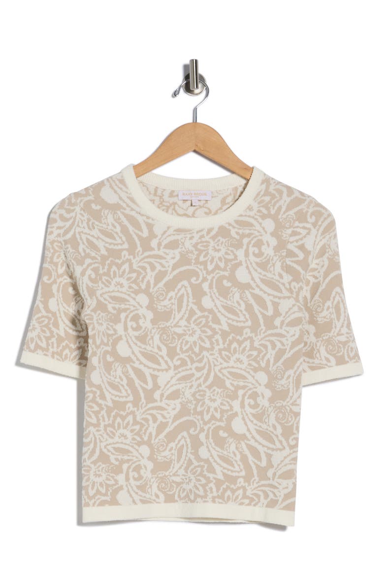 Adriana Floral Jacquard Sweater, Alternate, color, SANDSTONE BOUCLE