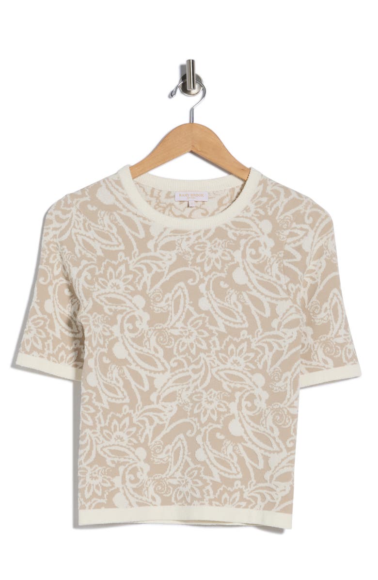 Ramy Brook Adriana Floral Jacquard Sweater, Main, color, Sandstone Boucle