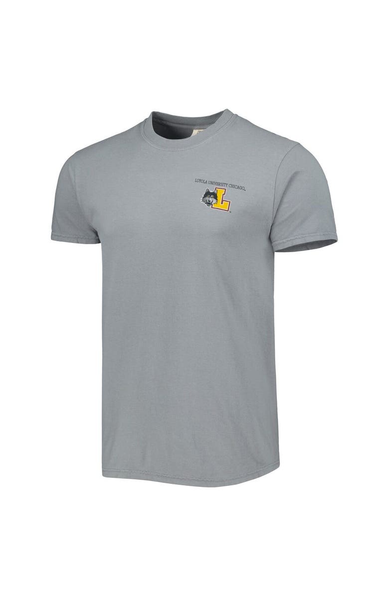 IMAGE ONE Men's Gray Loyola Chicago Ramblers Campus Scenery Comfort Color T-Shirt, Alternate, color, 
