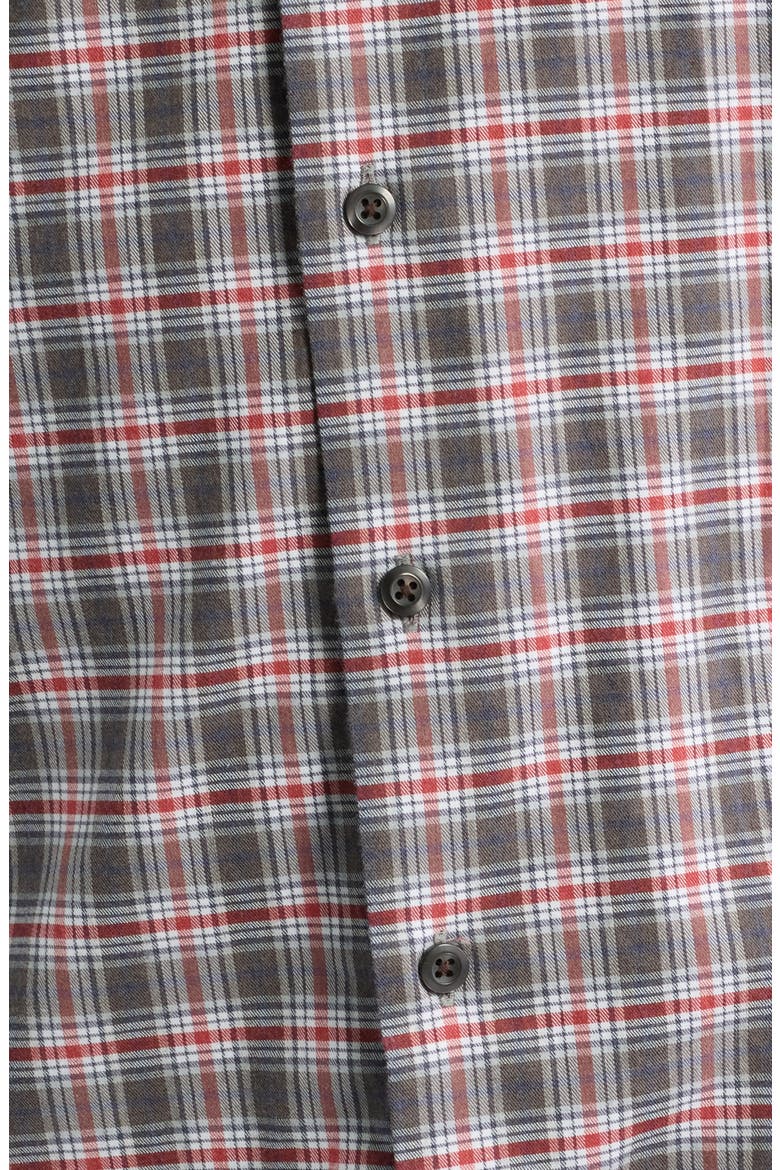 Lane Plaid Long Sleeve Button Down Shirt, Alternate, color, THUNDER