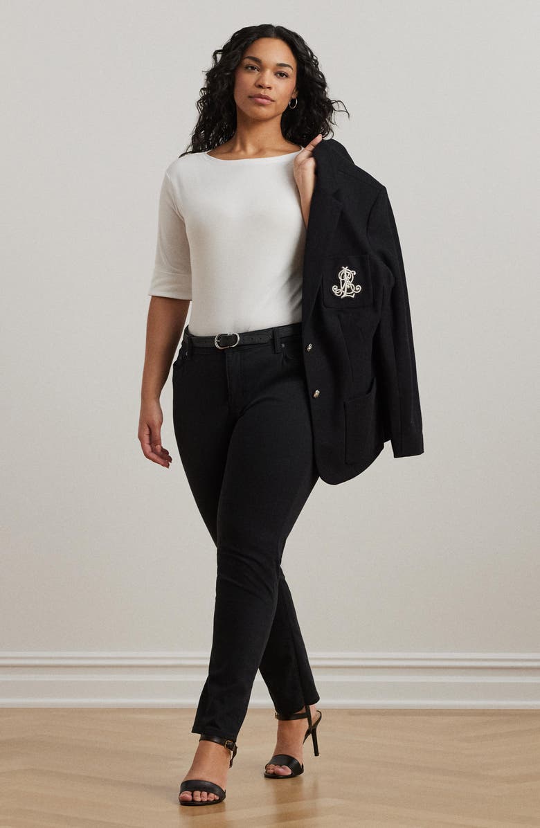 Lauren Ralph Lauren Boat Neck Top, Alternate, color, White