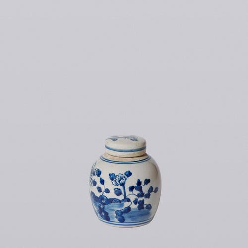Cobalt Guild Porcelain Mini Peony Floral Round Jar
