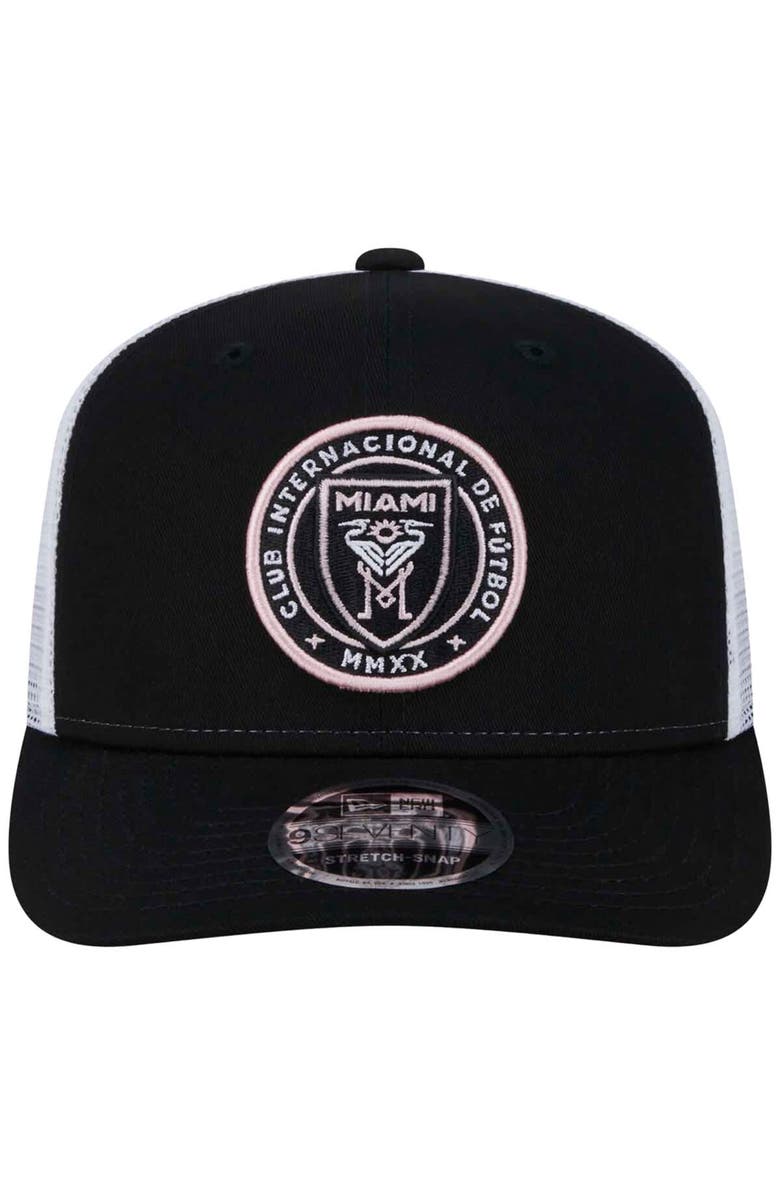 New Era Men's New Era Black Inter Miami CF 9SEVENTY COOLERA Trucker Stretch-Snap Adjustable Hat, Alternate, color, 