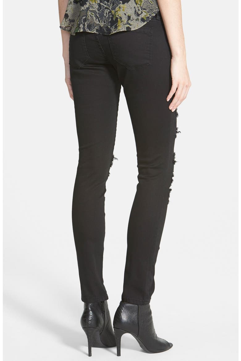 Shredded Skinny Pants, Alternate, color, BLACK