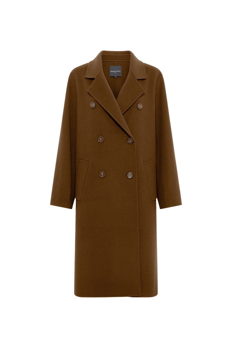 Milena Tailored Double-Breasted Coat, Alternate, color, Cigar