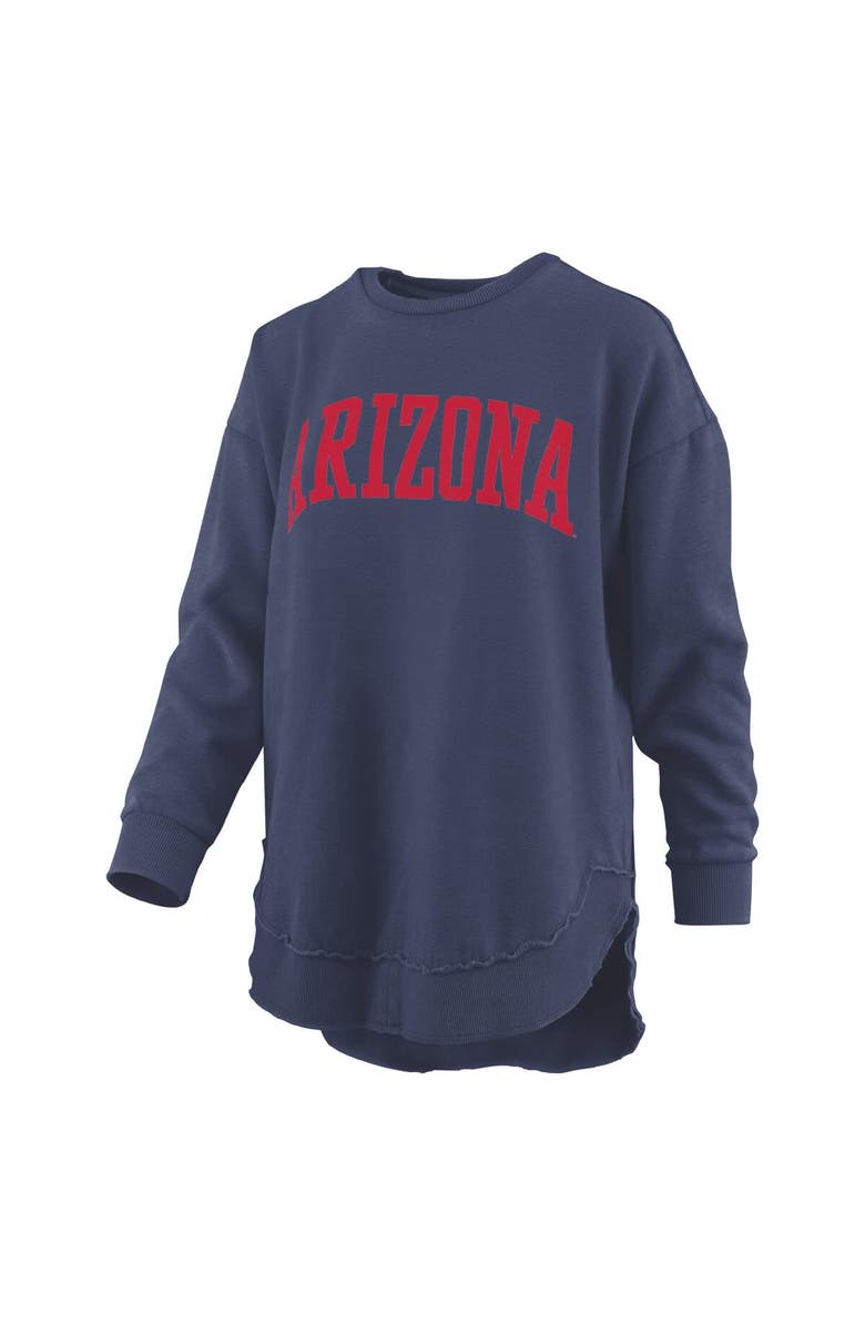 PRESSBOX Women's Pressbox Navy Arizona Wildcats Melange Poncho Vintage Fleece Long Sleeve Pullover Sweatshirt, Alternate, color, Navy