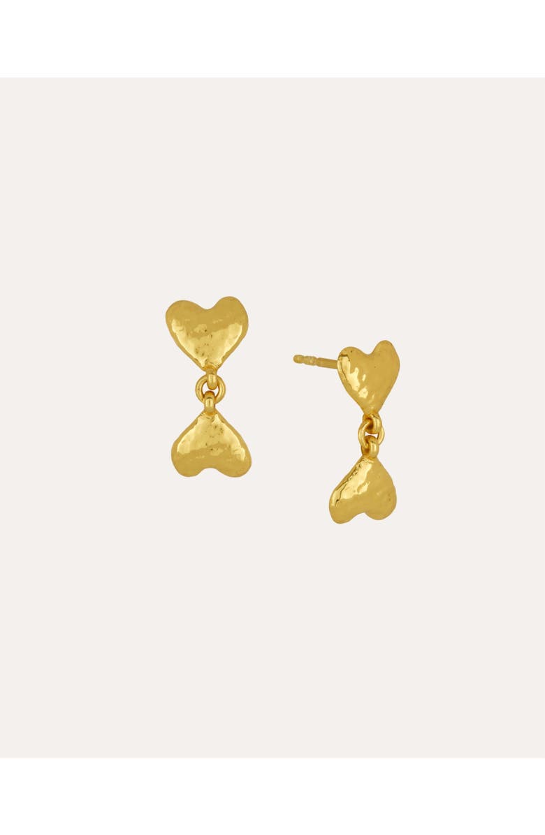 Ottoman Hands Double Heart Drop Studs, Main, color, Gold