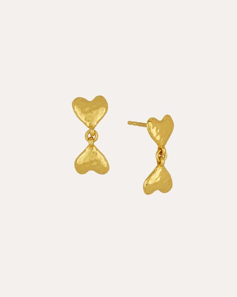Double Heart Drop Studs