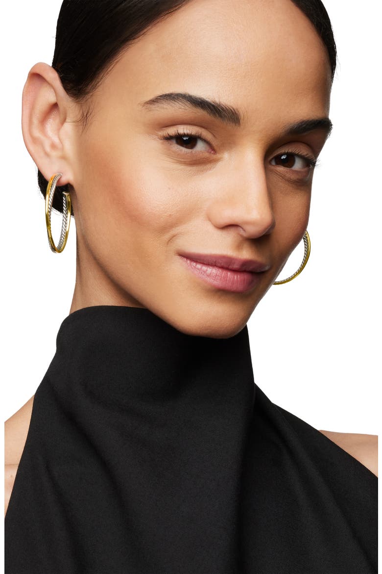 Crossover® XL Hoop Earrings with 18K Yellow Gold, Alternate, color, SILVER/ GOLD