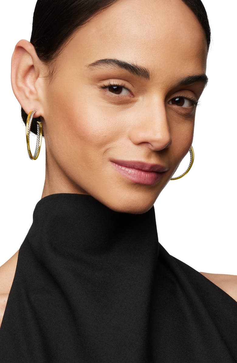 David Yurman Crossover<sup>®</sup> XL Hoop Earrings with 18K Yellow Gold, Alternate, color, Silver/ Gold