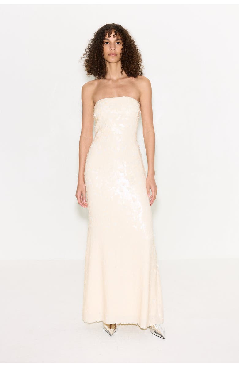 SIMONMILLER Sculpty Strapless Teardrop Sequin Dress, Alternate, color, Bone