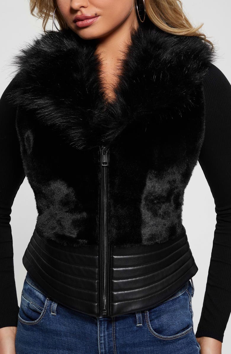 GUESS Jodie Faux Fur Vest, Alternate, color, 