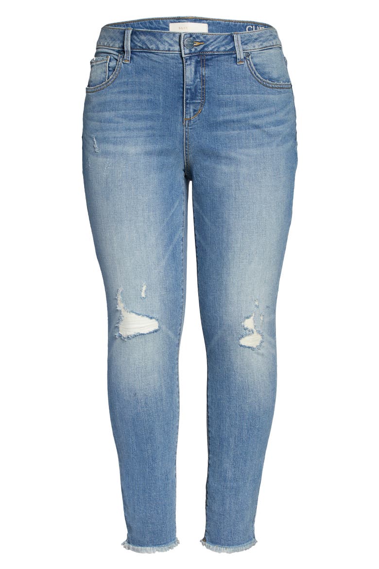 High Waist Fray Hem Ankle Jeans, Alternate, color, CLAIRE