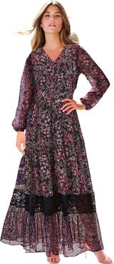 Roaman's Lace Tiered Maxi Dress