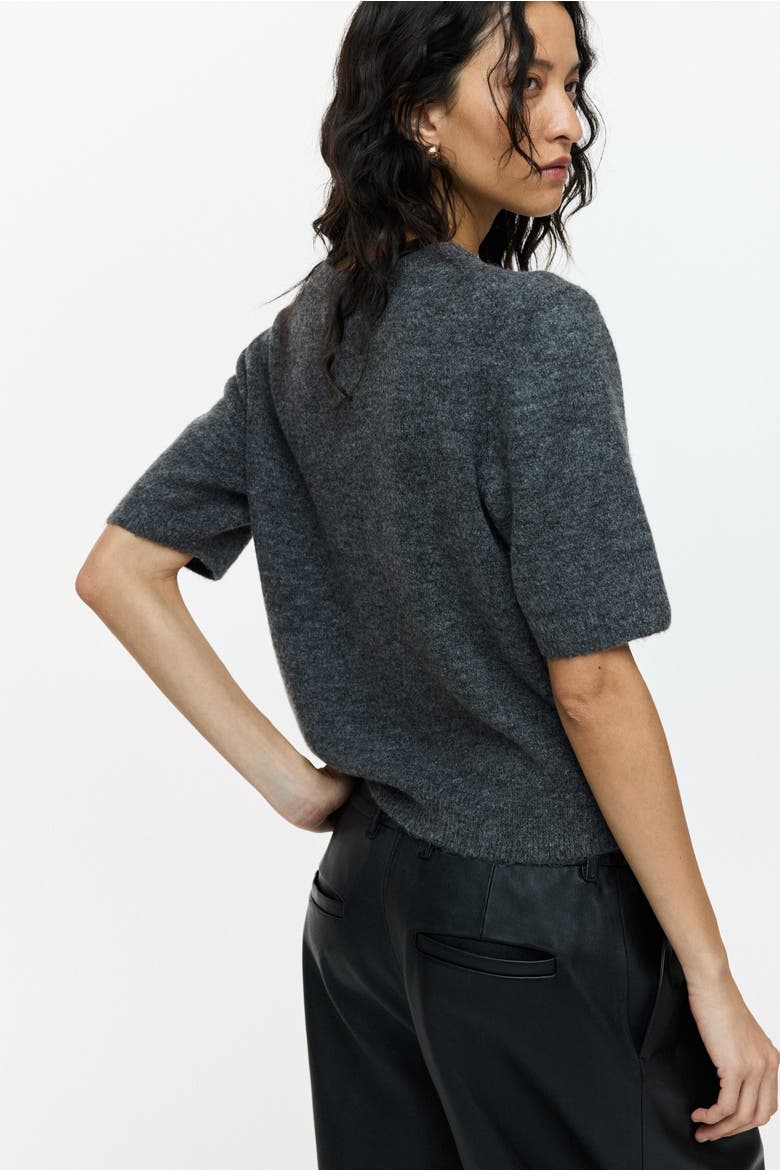Fine-knit T-shirt, Main, color, Dark gray melange