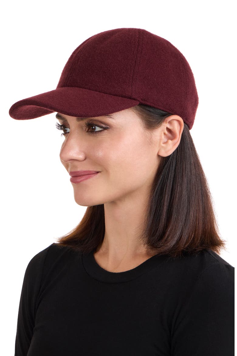 Wool & Cashmere Faux Shearling Lined Knit Baseball Cap, Alternate, color, BORDEAUX