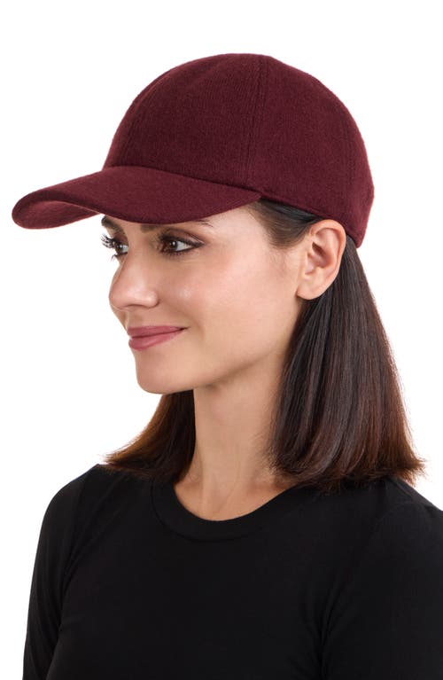 Amicale Wool & Cashmere Faux Shearling Lined Knit Baseball Cap In Burgundy