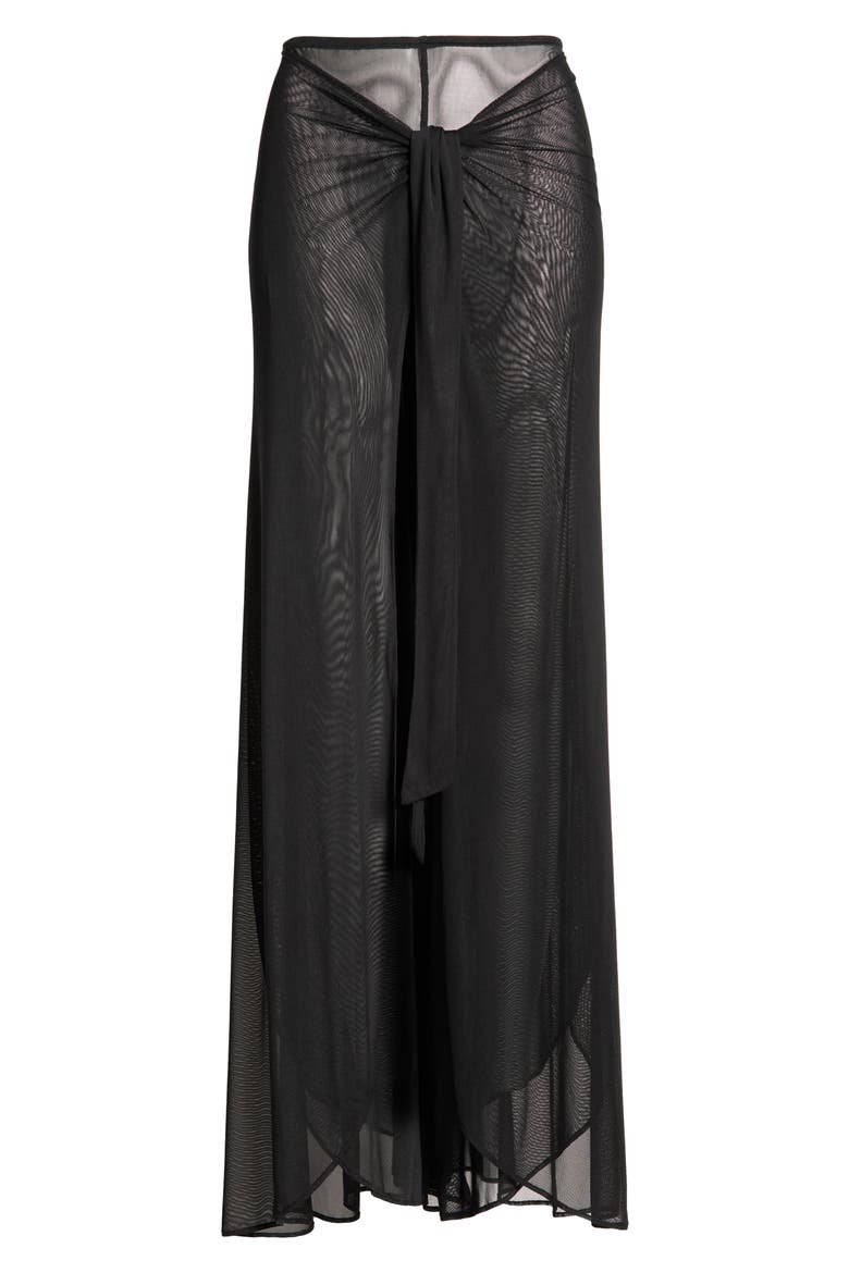 Floral Tie Waist Wide Leg Cover-Up Pants, Alternate, color, BLACK SOLID