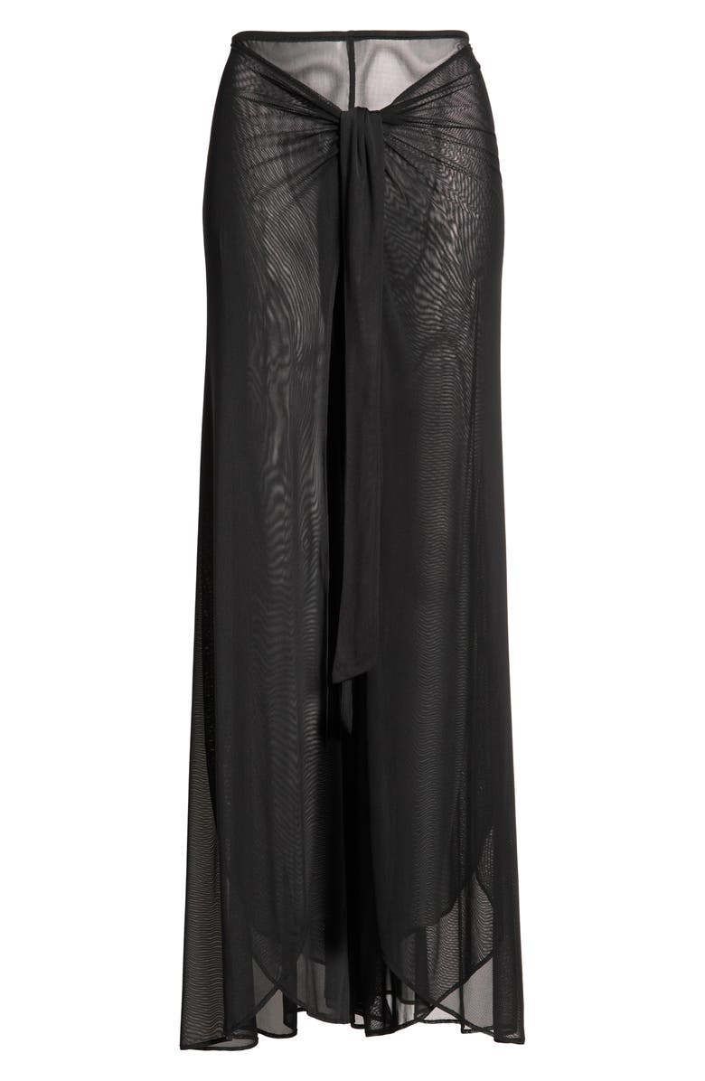 Hutch Floral Tie Waist Wide Leg Cover-Up Pants, Alternate, color, Black Solid