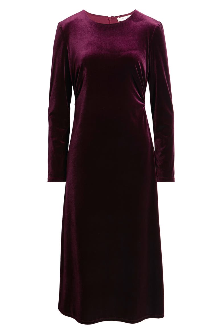 Long Sleeve Velvet Midi Dress, Alternate, color, WINE