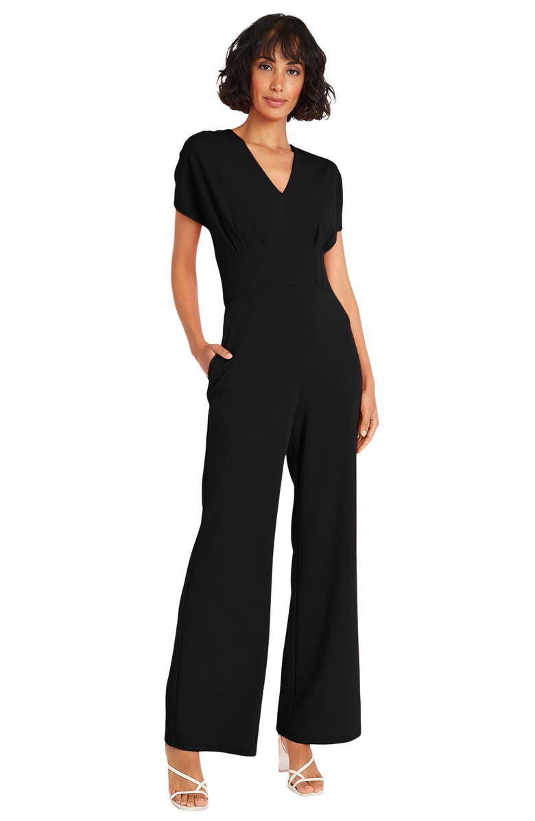 Maggy London Pleated Bodice Jumpsuit, Alternate, color, Black