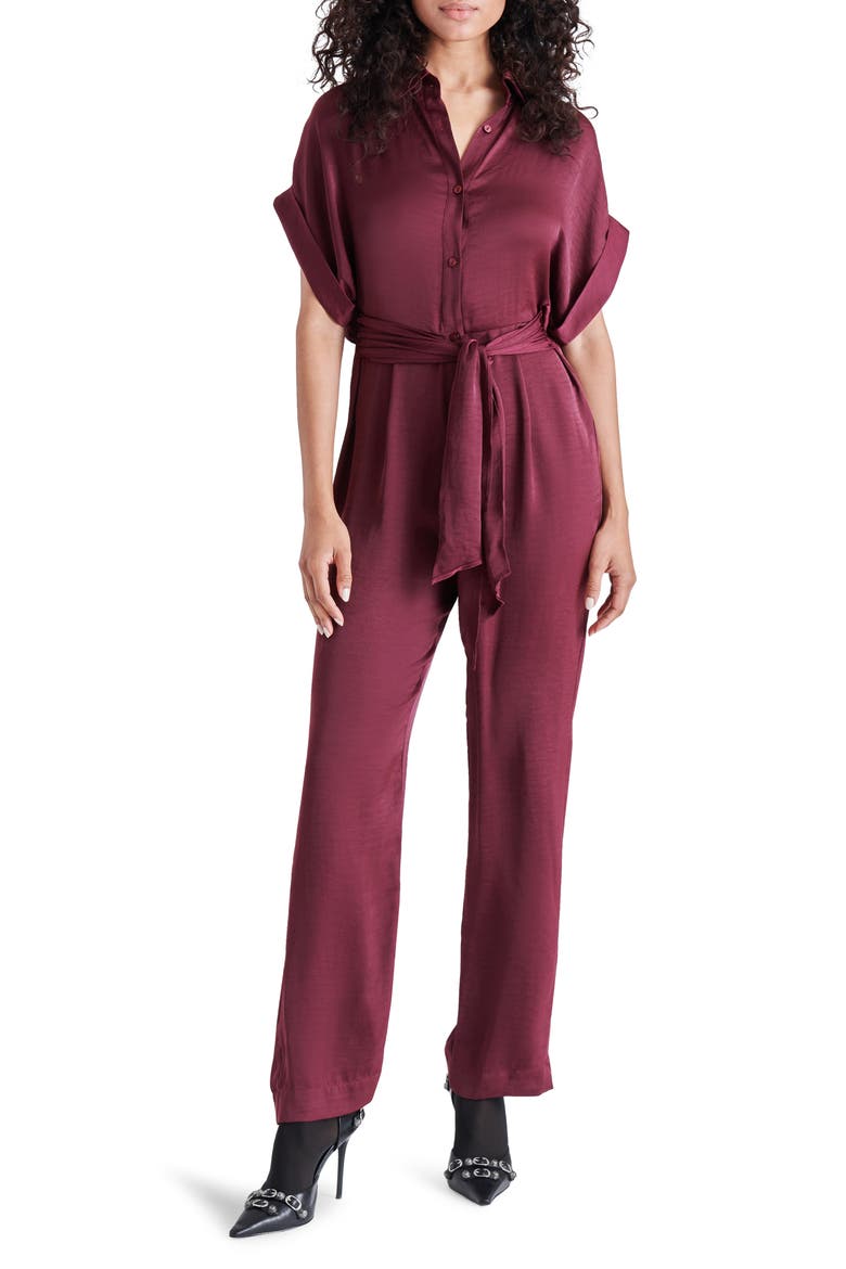 Tie Front Jumpsuit, Main, color, WINDOR WINE