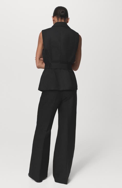 Mango Straight Leg Linen Blend Pants In Blue