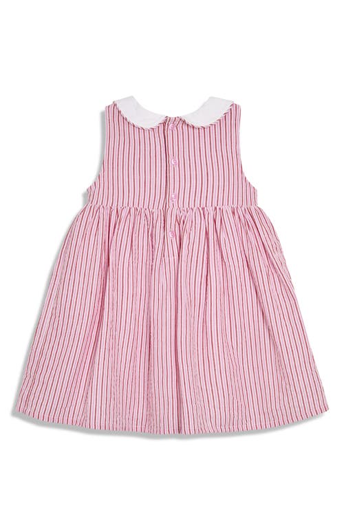 Jojo Maman Bébé Jojo Maman Bebe Stripe Ladybug Embroidered Cotton Dress In Pink