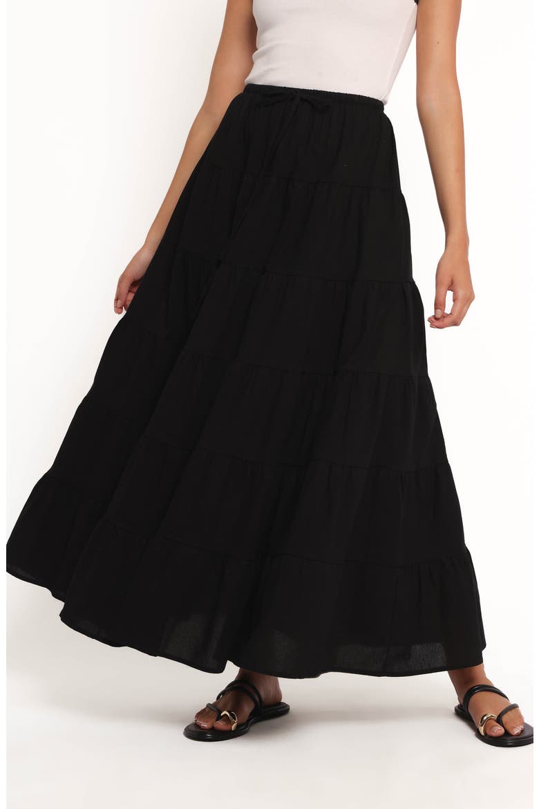 Archy Tiered Maxi Skirt, Main, color, BLACK