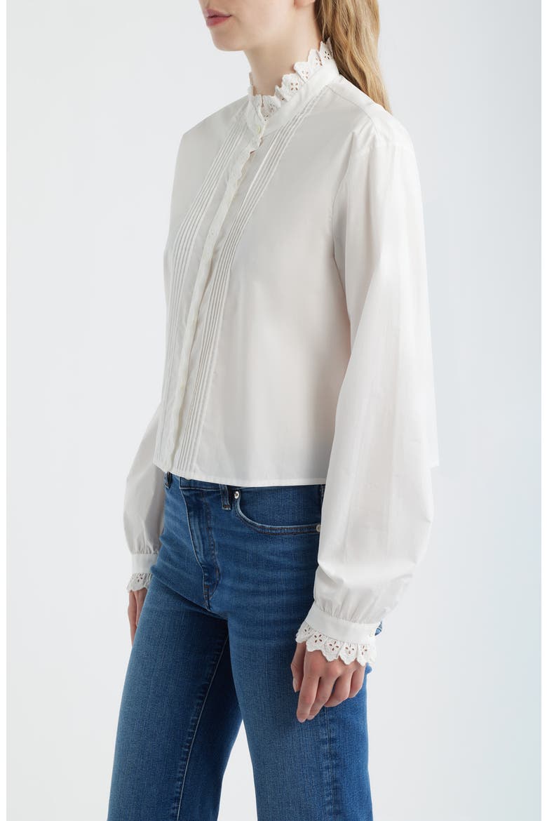 The Keepsake Lace & Pintuck Shirt, Alternate, color, WHITE