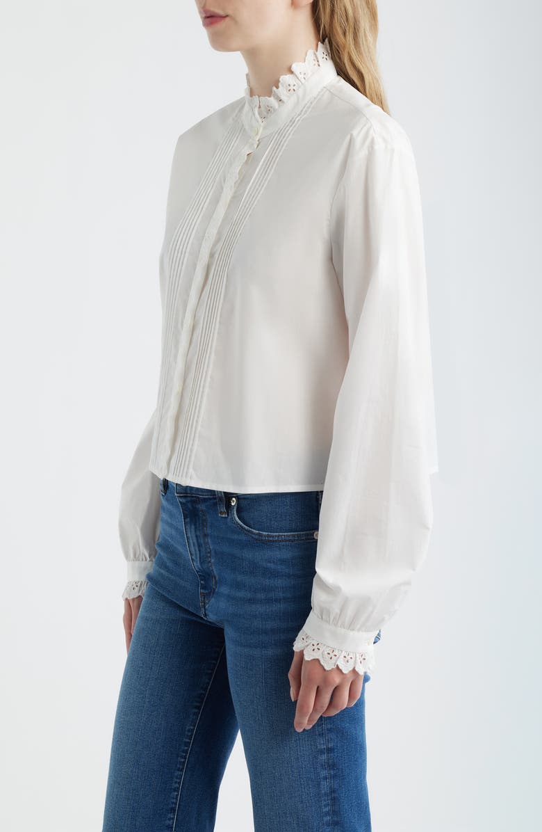 FRAME The Keepsake Lace & Pintuck Shirt, Alternate, color, 