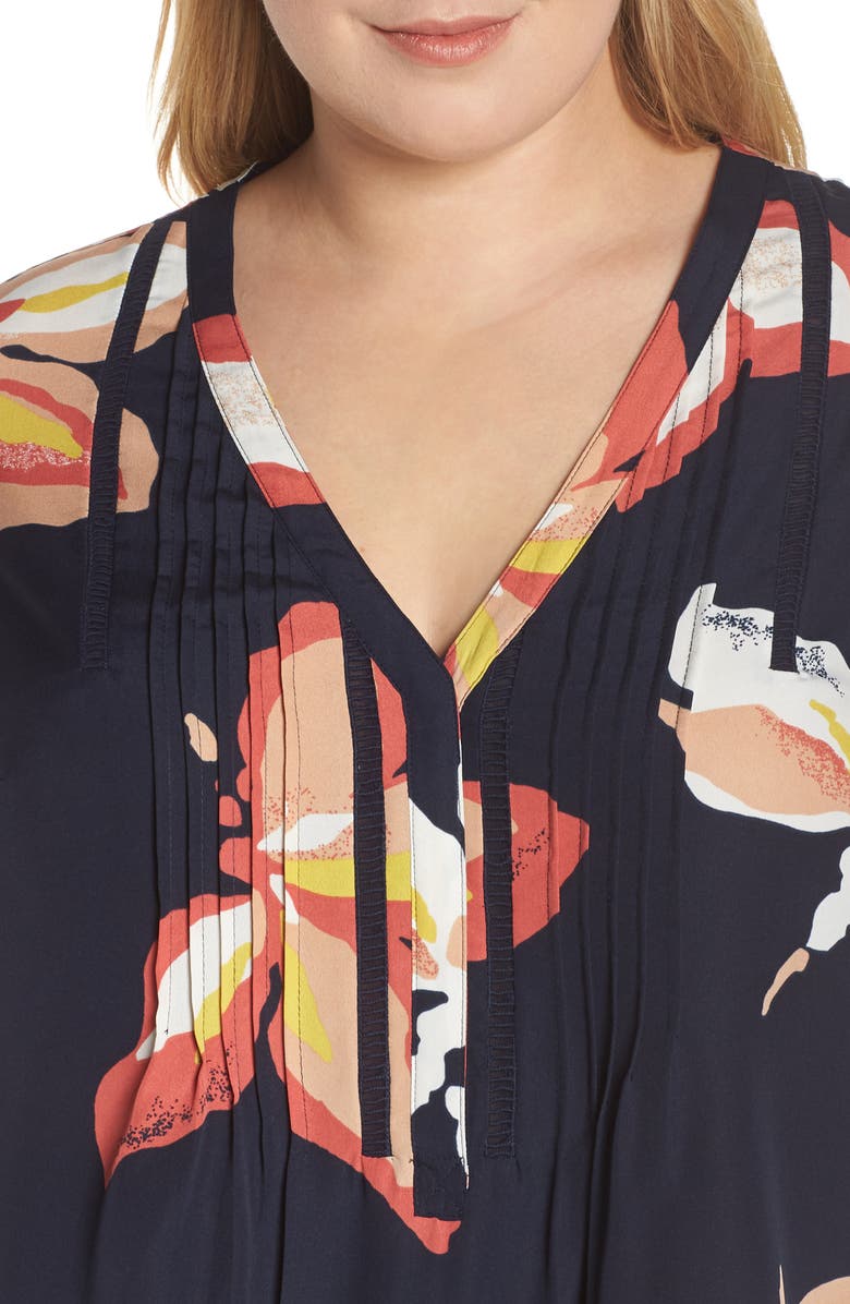 DR2 by Daniel Rainn Daniel Rainn Floral Print Pintuck Top, Alternate, color,