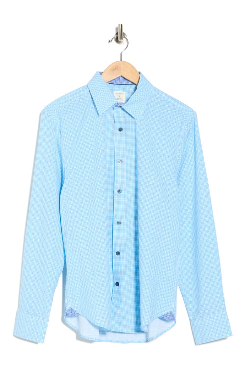 Micro Square Stretch Dress Shirt, Alternate, color, NAVY/ GREEN