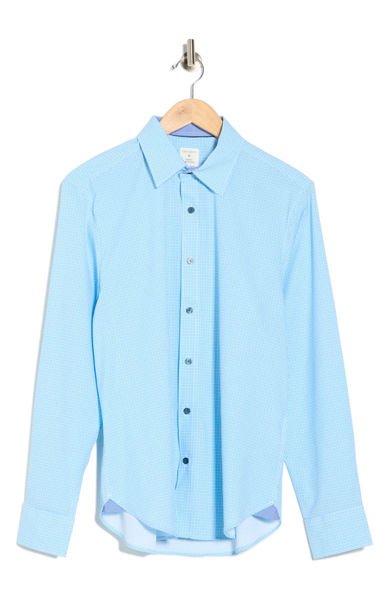 CONSTRUCT Micro Square Stretch Dress Shirt, Alternate, color, Navy/ Green