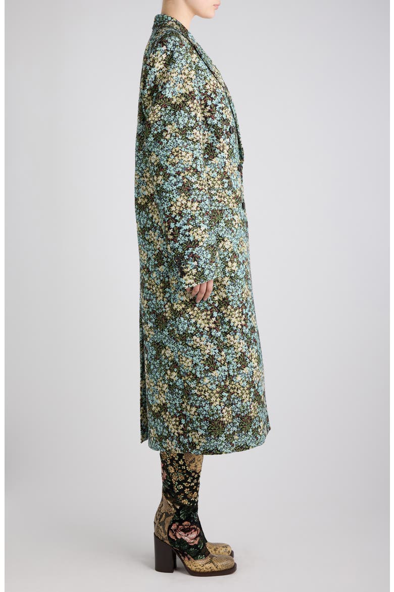 Rarrysta Floral Motif Double Breasted Coat, Alternate, color, SKY