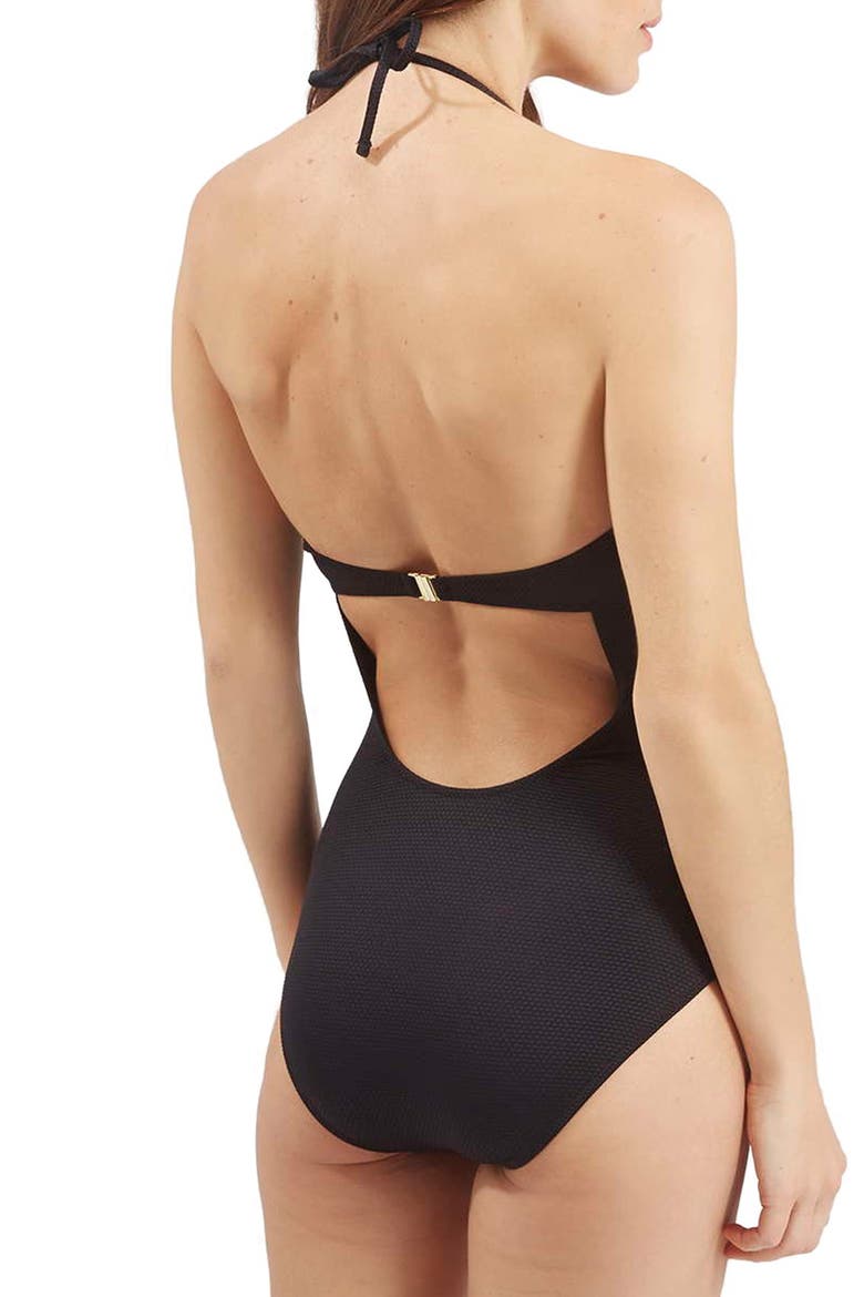 Ruched One Piece Swimsuit, Alternate, color, BLACK