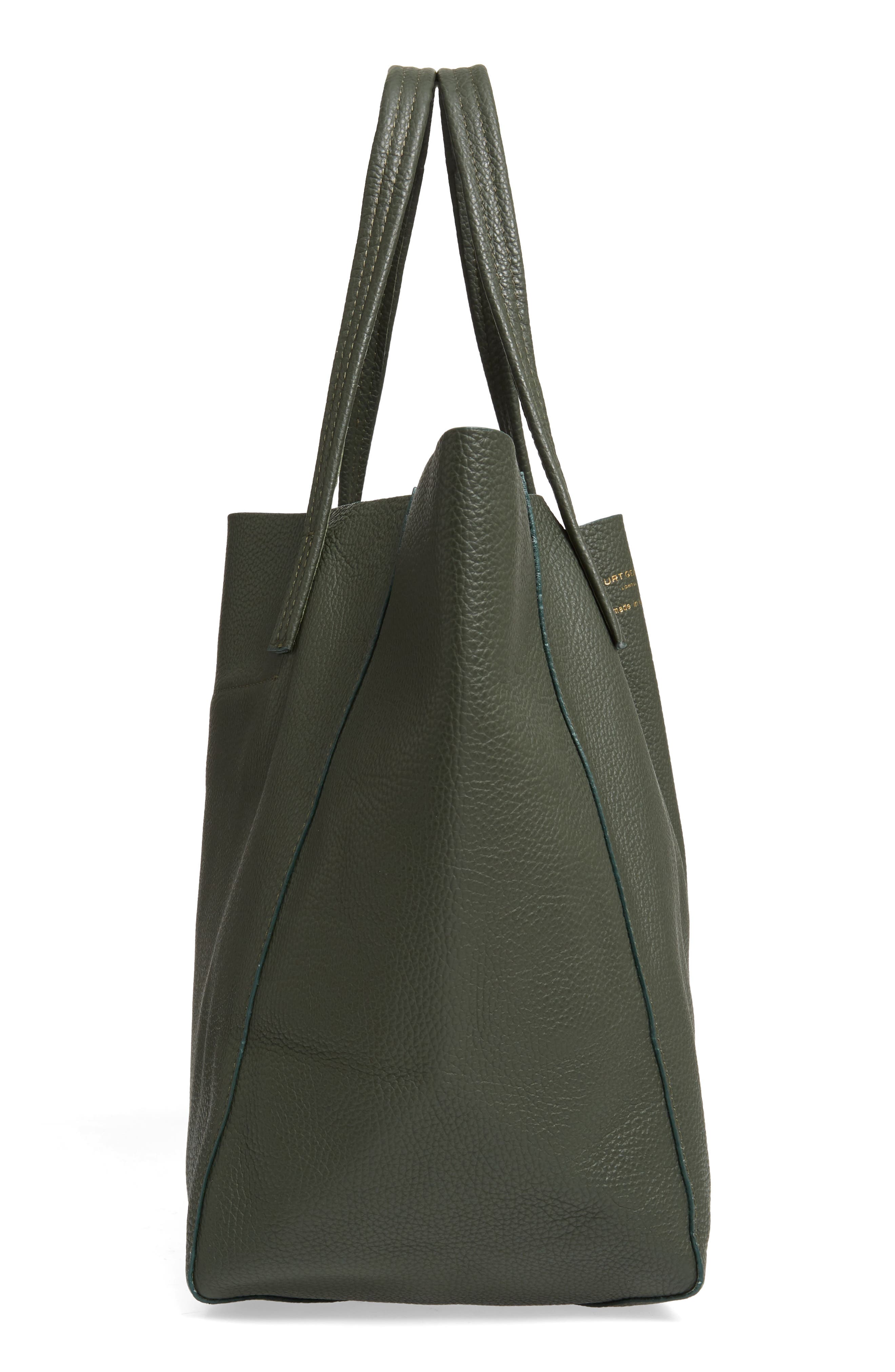 Violet Leather Tote, Alternate, color, DARK GREEN