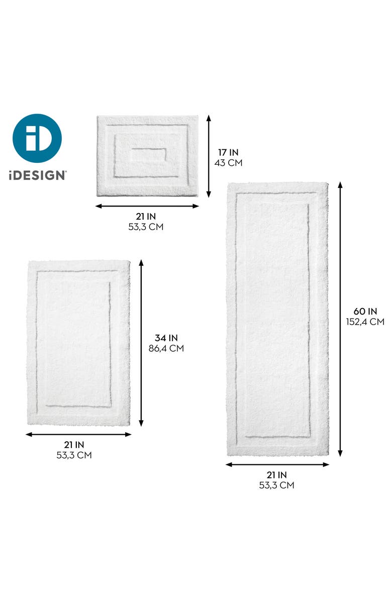 iDesign Microfiber Bath Mats - 3 Piece Bathroom Rugs - Set of 3 - Bright White, Alternate, color, Bright White