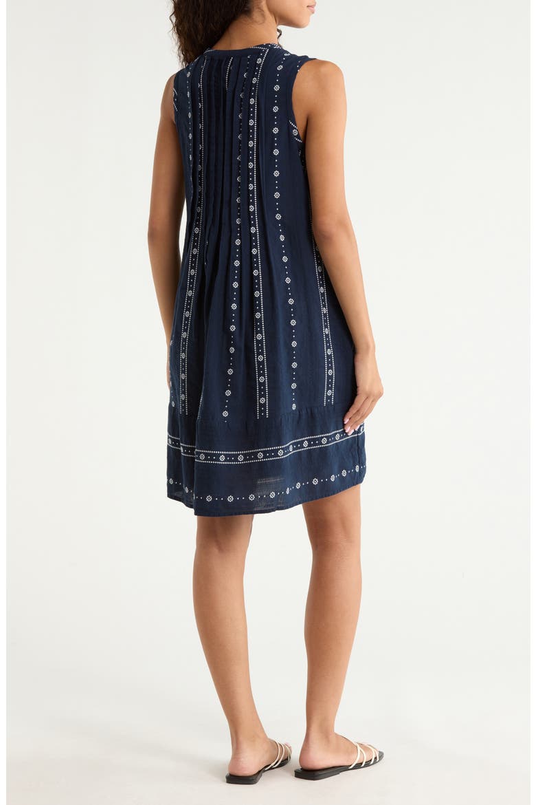 Sleeveless Embroidered Pintuck Dress, Alternate, color, OMBRE BLUE