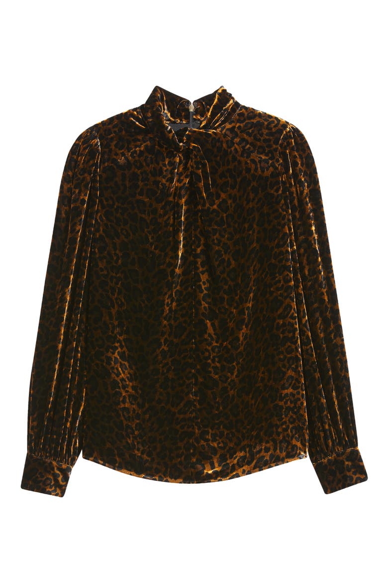 The Levana Long Sleeve Velvet Shirt, Alternate, color, BLACK/ VELVET LEOPARD