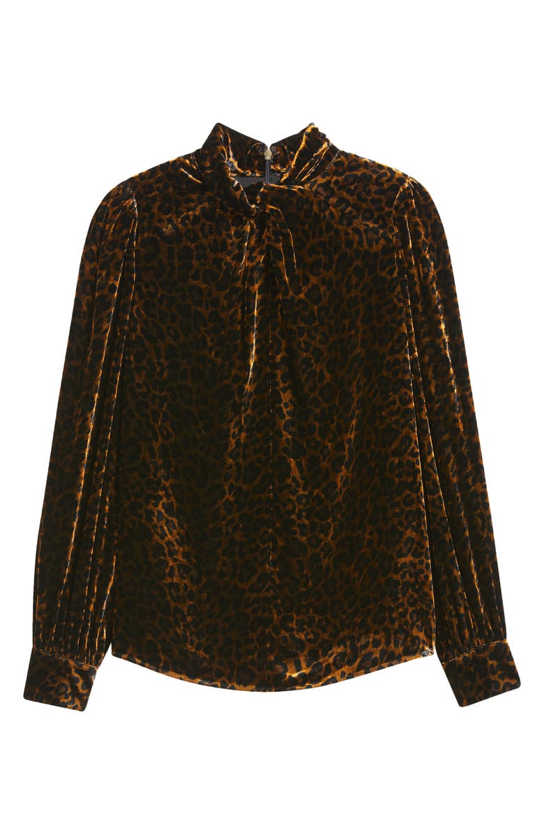 Elie Tahari The Levana Long Sleeve Velvet Shirt, Alternate, color, Black/ Velvet Leopard