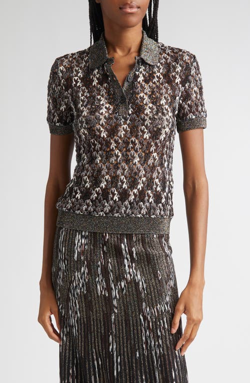 Missoni Knit Metallic Lace Polo In Multi