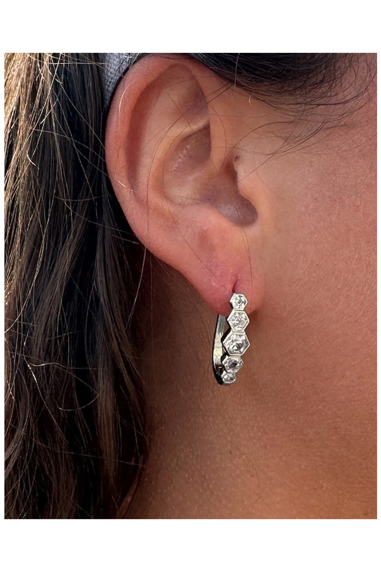 Gia CZ Latch Hoop Earrings, Alternate, color, SILVER