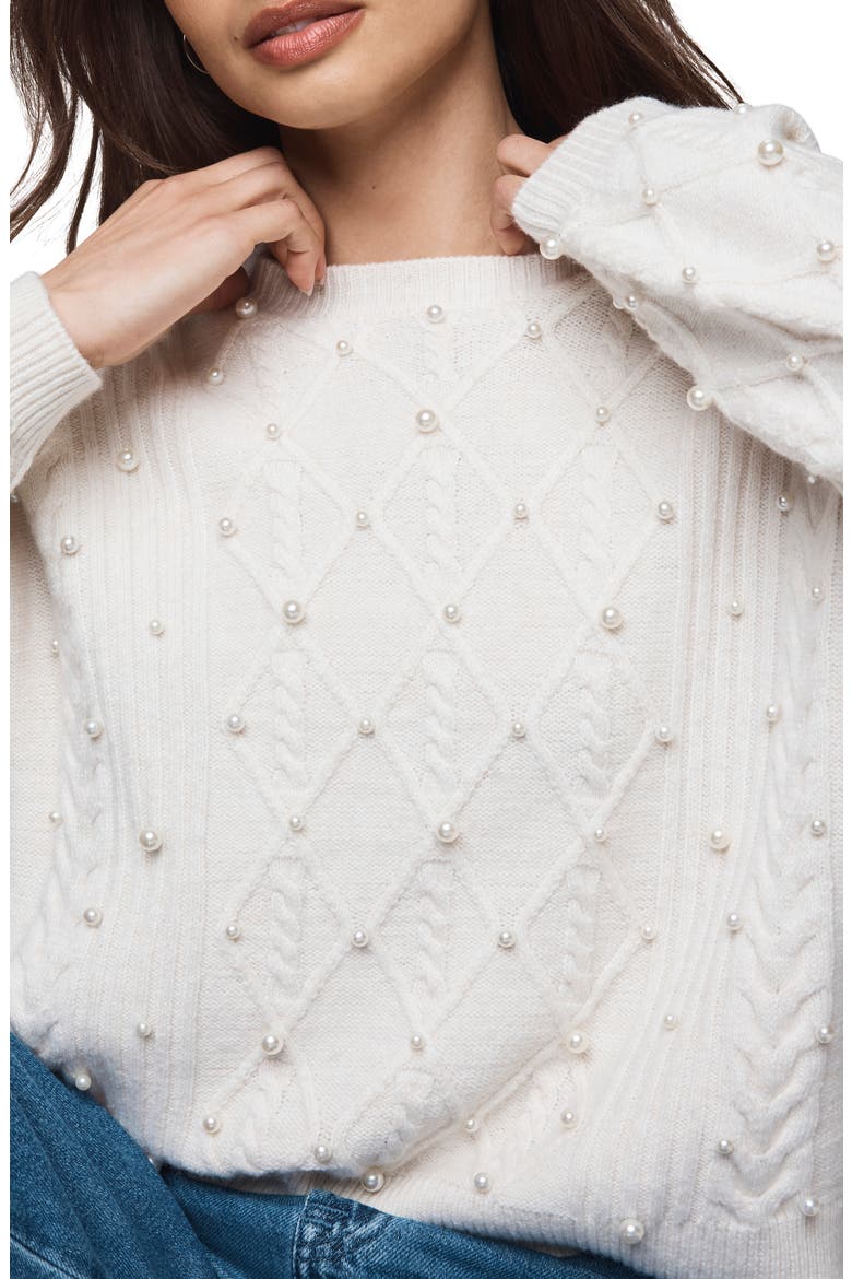 Demi Pearly Bead Sweater, Alternate, color, PALE OAK WHITE HEATHER