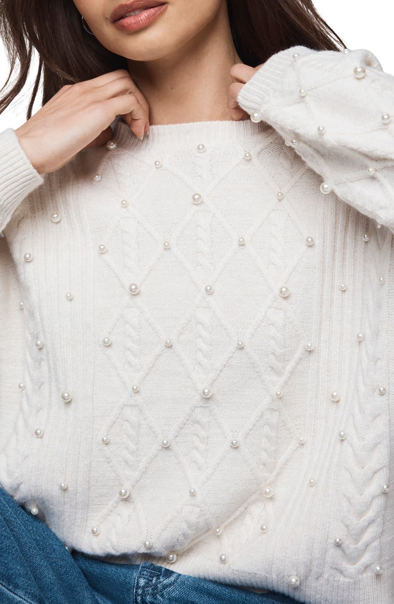 Splendid Demi Pearly Bead Sweater, Alternate, color, Pale Oak White Heather